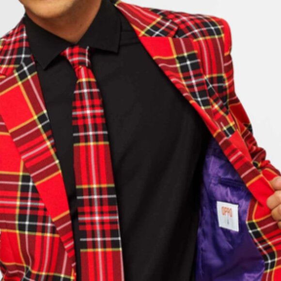 OPPOSUITS Red Tartan Plaid Lumberjack Suit Sz 42 - Picture 13 of 14
